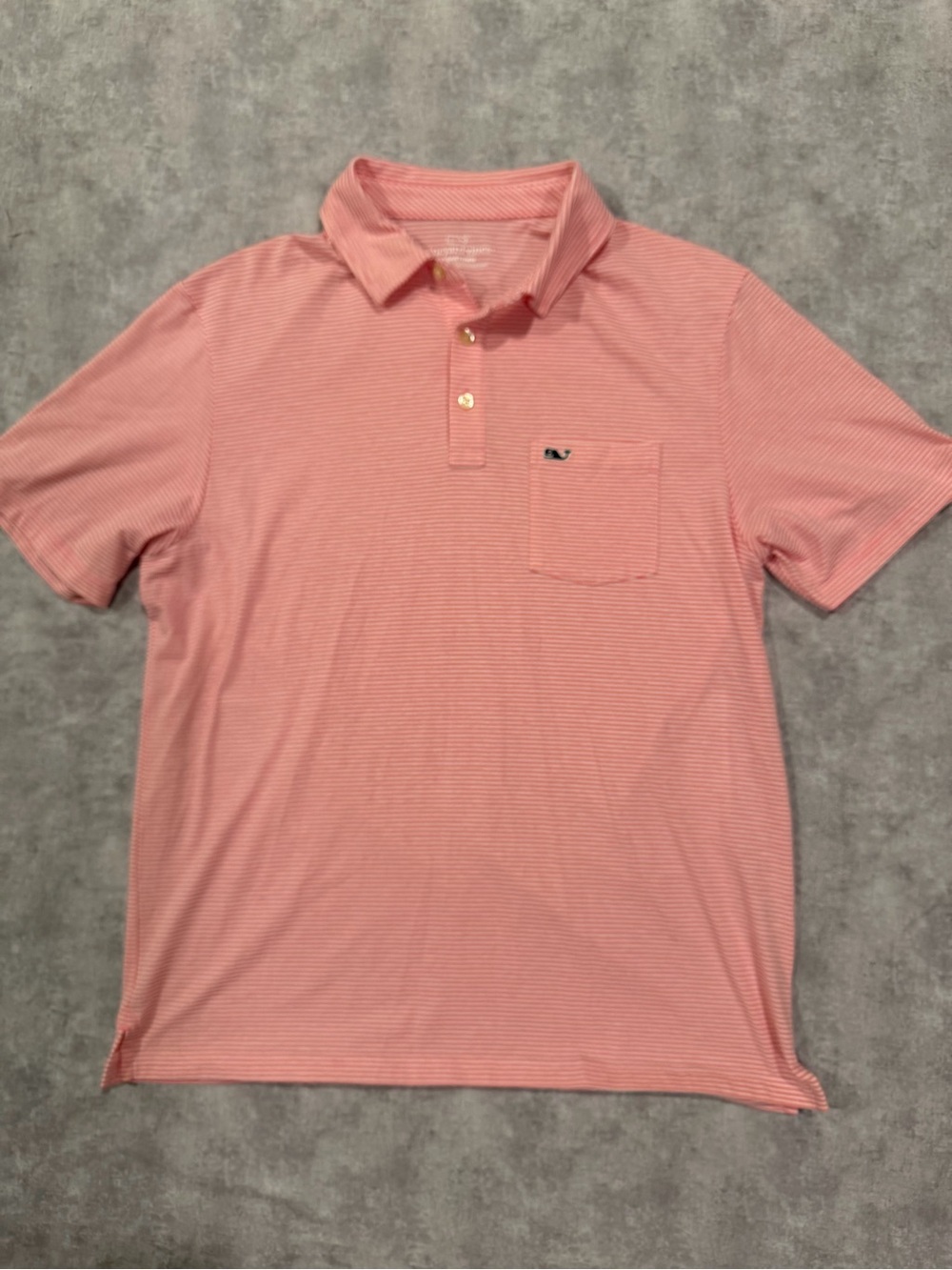 Vineyard Vines Pink-Striped Pocket Polo